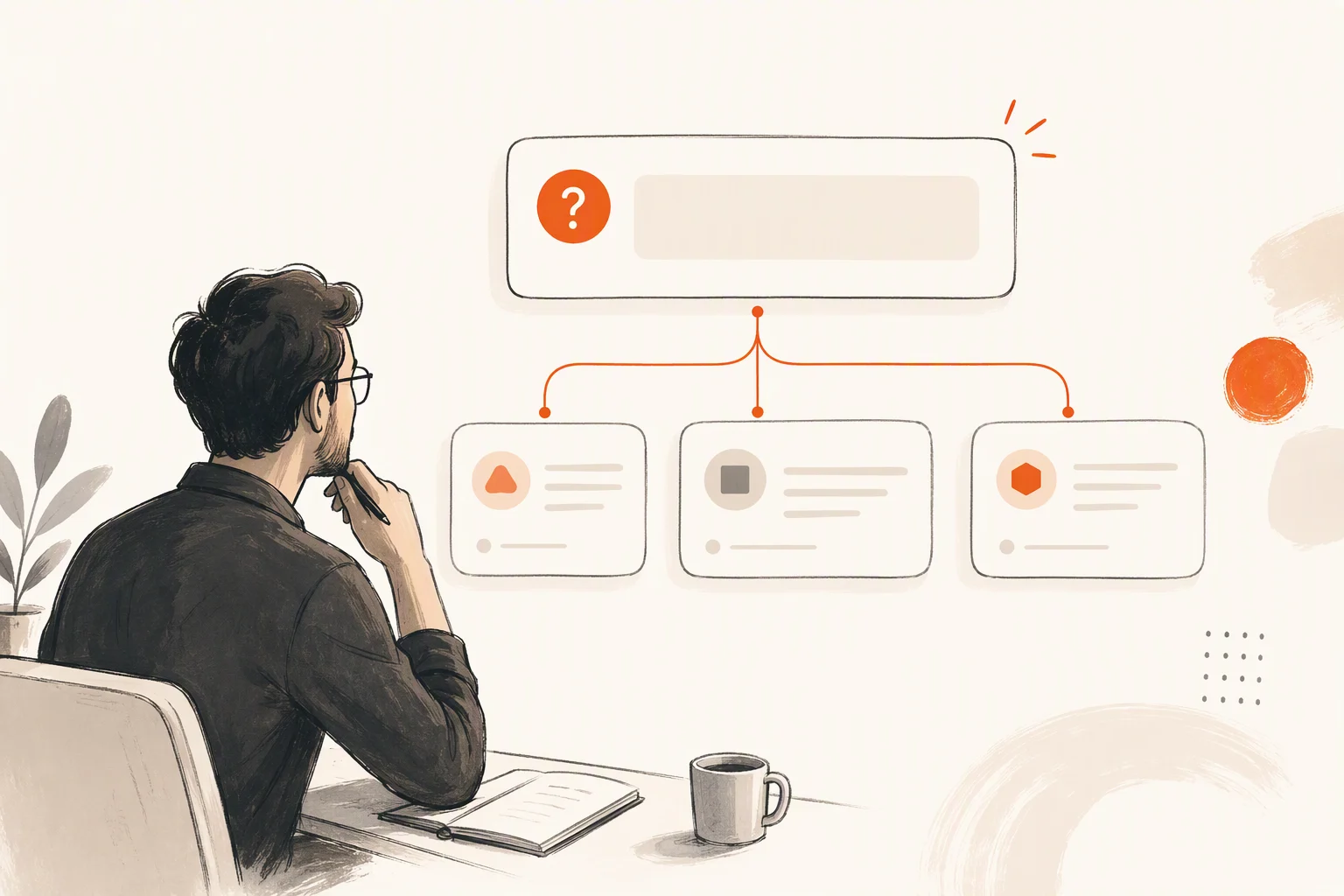 A founder considers several responses to one product question.